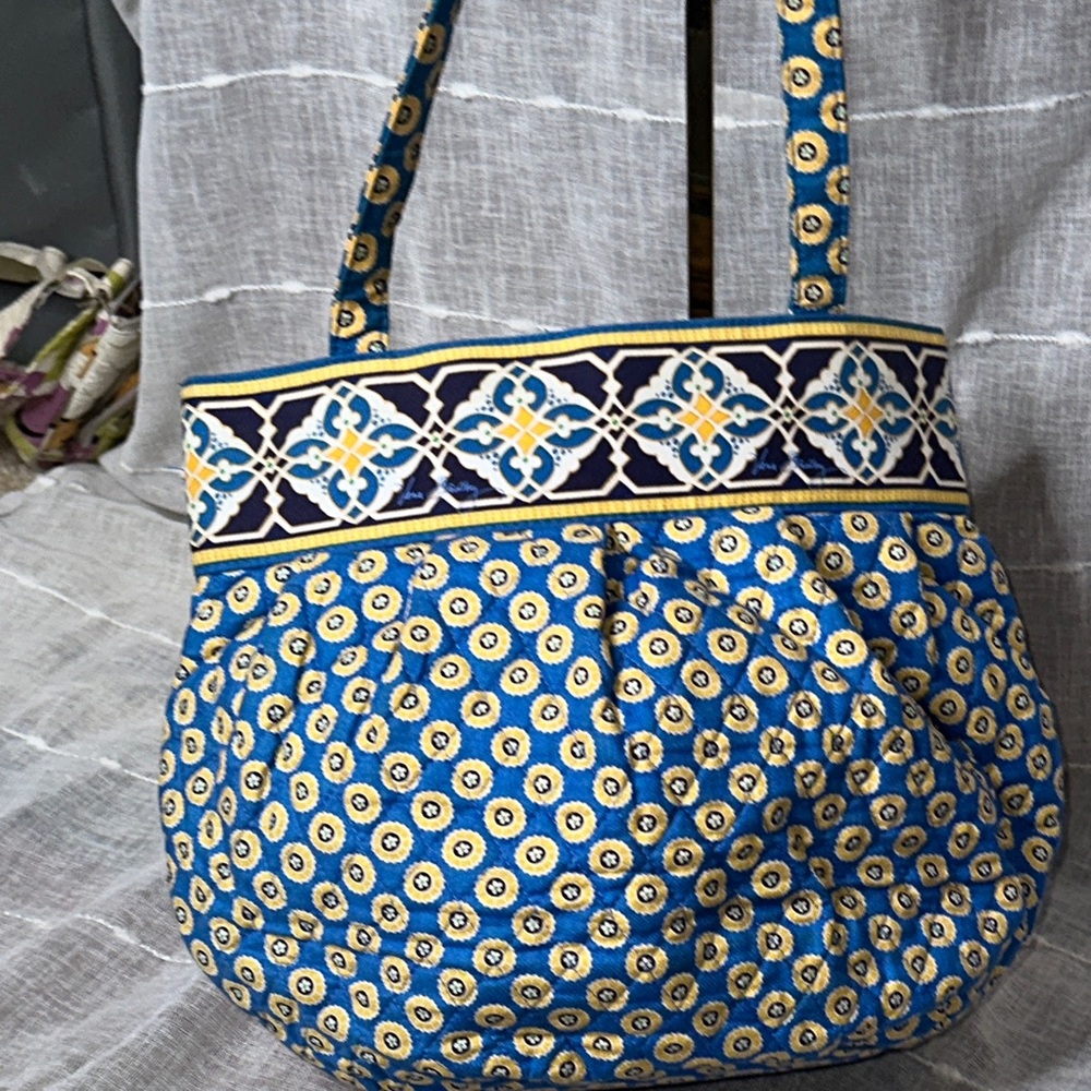 Vera Bradley Blue & Yellow Patterned Quilted Shoulder Bag